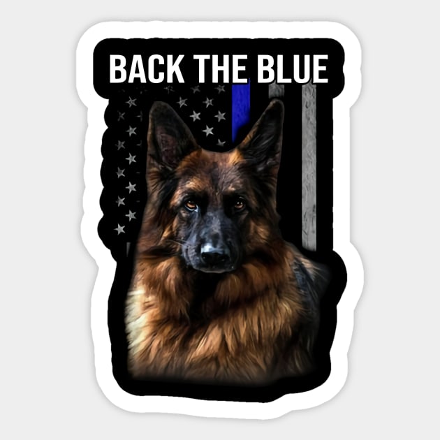 German Shepherd Back The Blue Sticker by Phylis Lynn Spencer